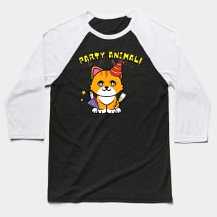 Party Animal - Orange cat Baseball T-Shirt